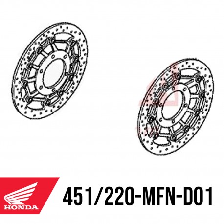 45120-MFN-D01 + 45220-MFN-D02 : Dischi dei freni anteriori originali Honda CB1000R